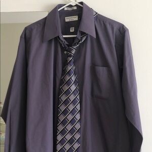 CONVINGTON purple shirt and matching tie size M 15 1/2